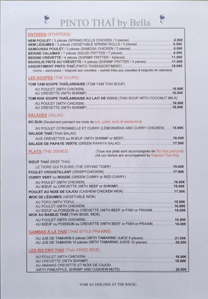 Pinto-Thaï by Bella - Menu Image 2